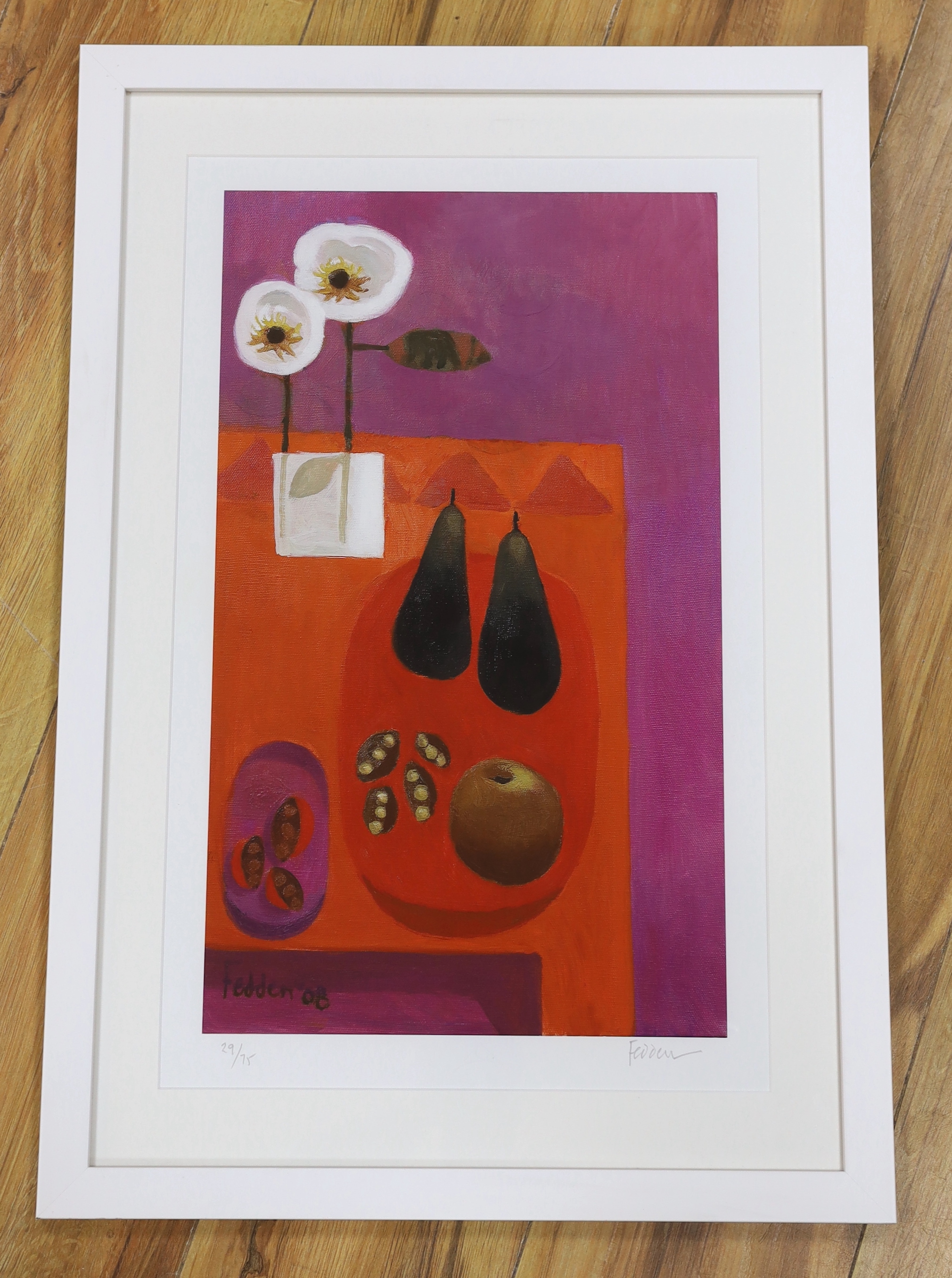 Mary Fedden (1915-2012), giclée print, 'Two Pears', limited edition 29/75, signed in pencil, 49 x 31cm